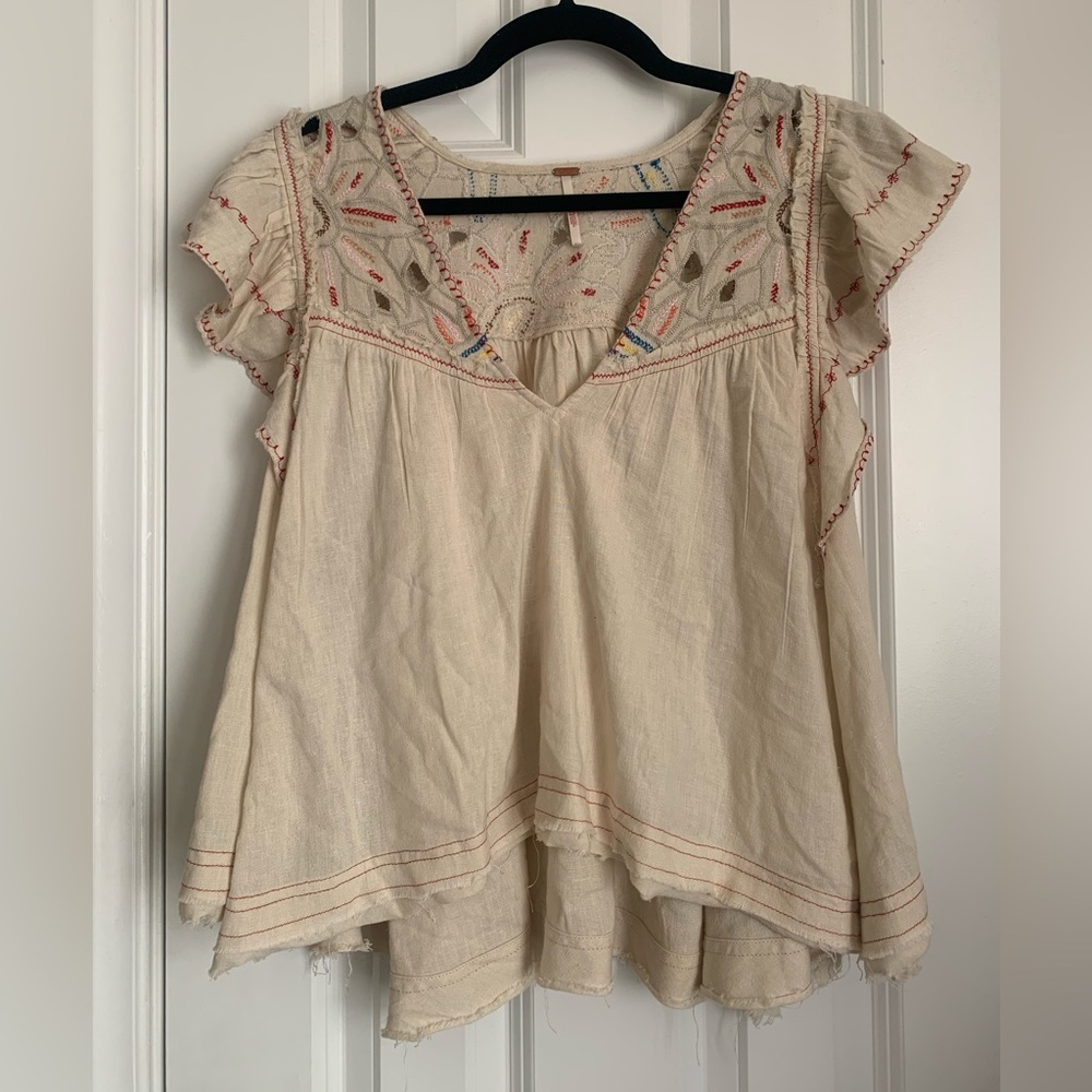 Free People - Hailey Embroidered Top Medium